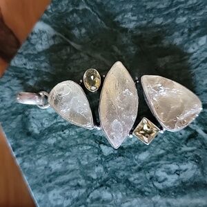 🎁 Rough Raw Citrine & Faceted Synthetic Citrine Multistone Pendant NEW